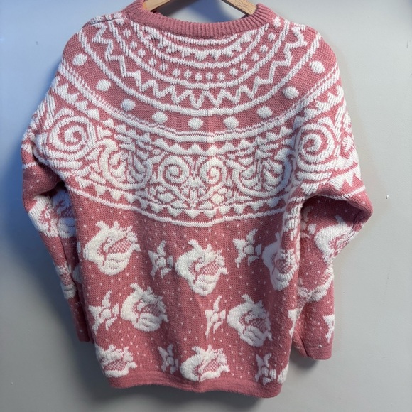 Tarazzia vintage Pink and White Patterned Women's Sweater - Picture 2 of 3